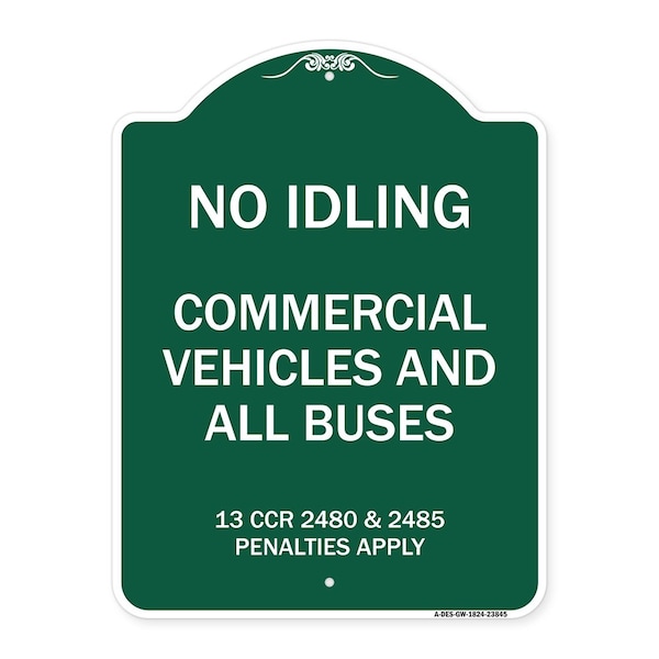Signmission No Idling Commercial Vehicles and All Buses 13 CCR 2480 and 2485 Penalties Apply, GW-1824-23845 A-DES-GW-1824-23845 - main